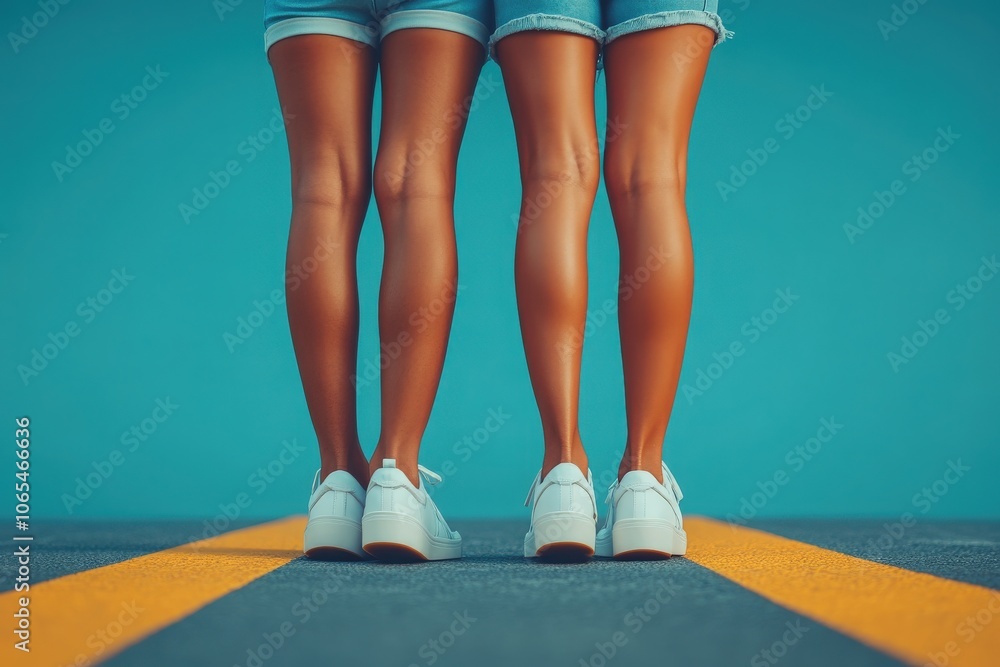 Two young millennials bike side by side on a picturesque urban street, enjoying a sunny afternoon while exploring the area. Their laughter fills the air as they pedal leisurely.