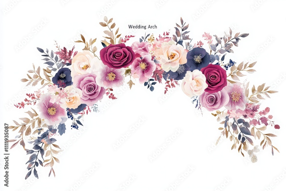 A beautifully designed wedding arch showcases an array of colorful roses and delicate greenery, perfect for enhancing a romantic ceremony setting. The vibrant hues create an inviting ambiance.