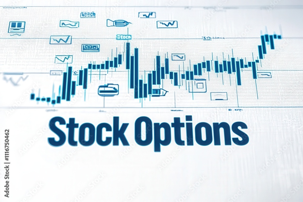 A detailed trading chart illustrates stock options with rising market trends and various financial indicators. This visual captures the essence of investment strategies in finance.