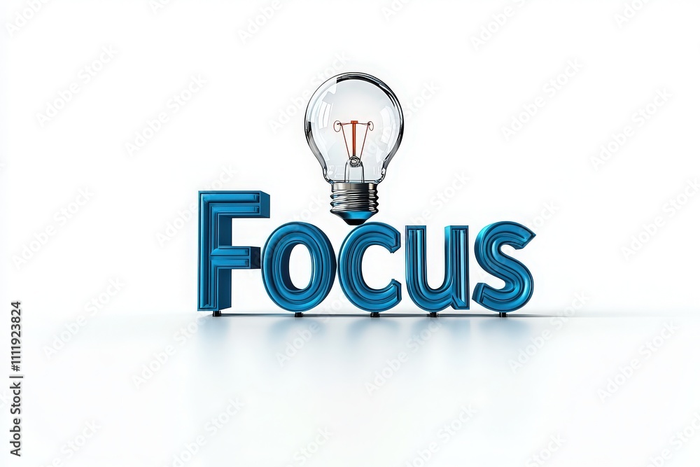 A glowing light bulb hovers above the word focus, emphasizing the importance of creativity and innovation in a modern environment. This visual encourages inspiration and fresh ideas.