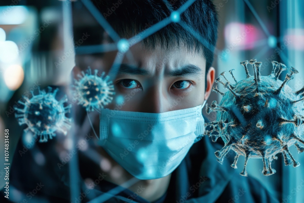 A group of Asian professionals focused on managing cybersecurity systems, analyzing data, and responding to threats in a modern control room setting. Their teamwork is essential for security.