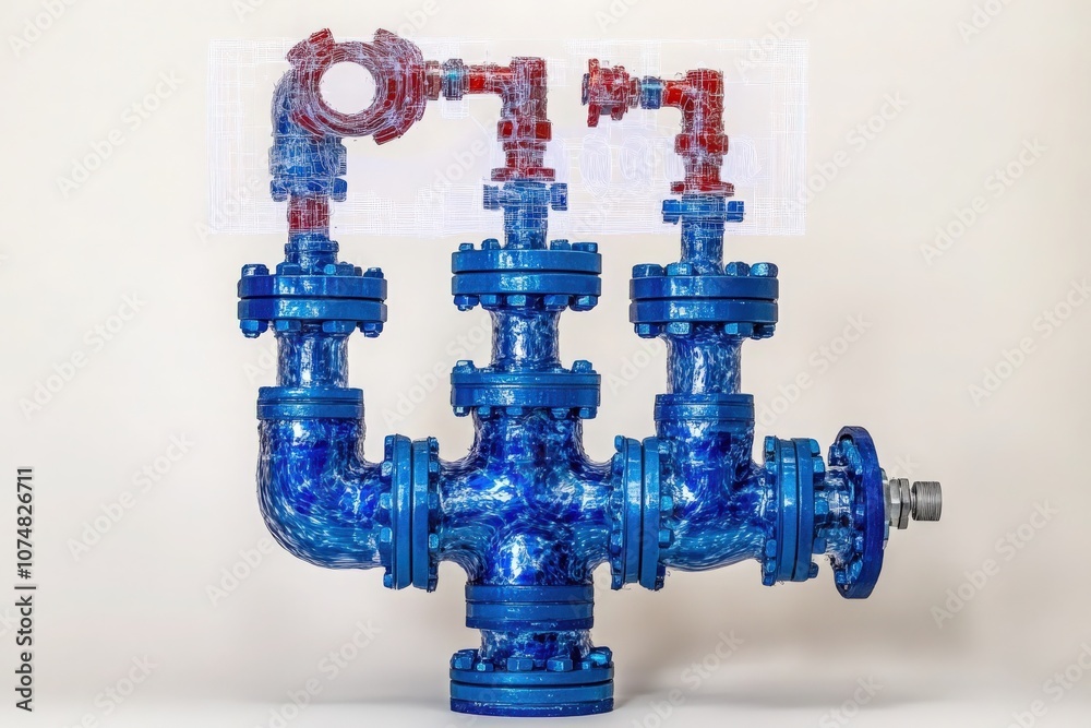 A handheld diagnostic tool displays intricate plumbing parts with a clear layout, assisting technicians in identifying issues in fluid systems effectively.