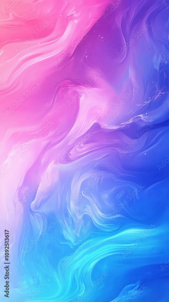 A stunning abstract display featuring a blend of pink and blue colors swirling together. The smooth gradient creates an eye-catching visual effect, perfect for artistic inspiration.