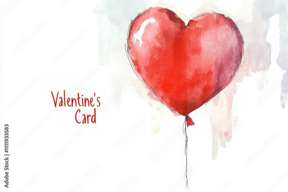 A vibrant red heart-shaped balloon sways gently, symbolizing love and joy. This artistic representation is perfect for expressing affection on Valentines Day or romantic occasions.