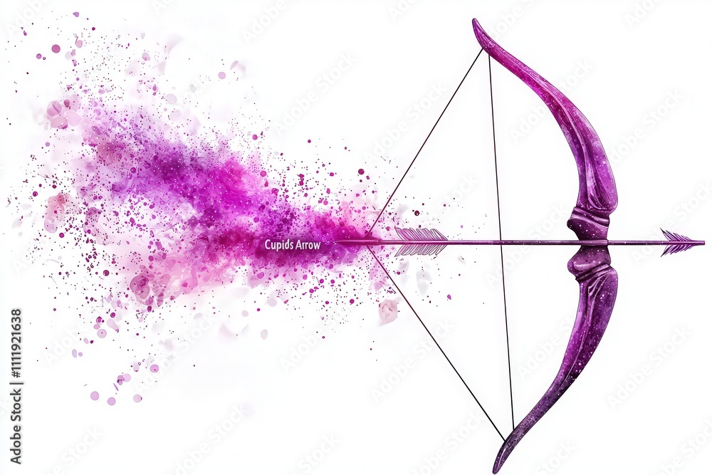 An artistic representation of Cupids arrow featuring a beautifully crafted bow and arrow.