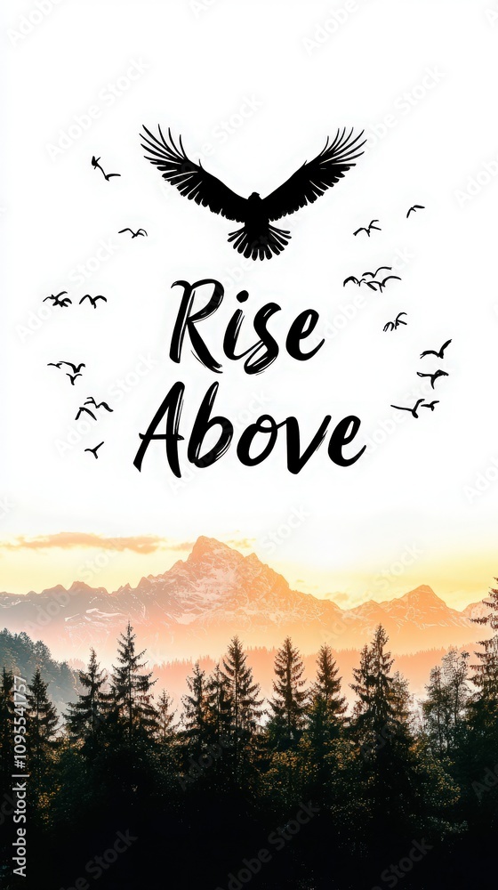An eagle glides effortlessly high above rugged mountains during sunset.