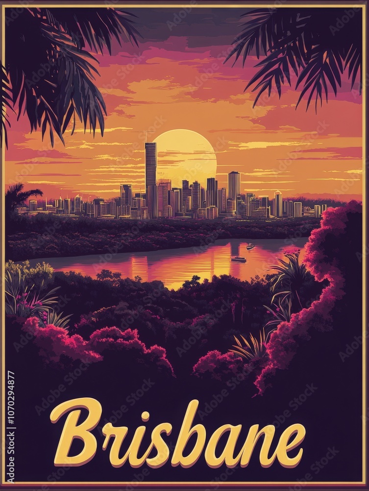 Explore the beauty of Brisbane as the sun sets behind the city skyline, casting warm hues over the river. Lush greenery frames the view, inviting relaxation and adventure.