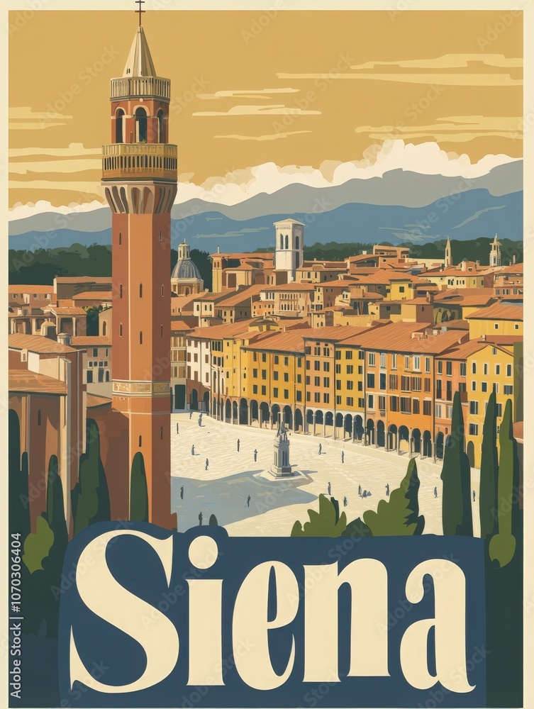 Explore the picturesque city of Siena, known for its stunning medieval buildings and vibrant piazzas. The iconic tower rises above the landscape, inviting visitors to experience its rich heritage.
