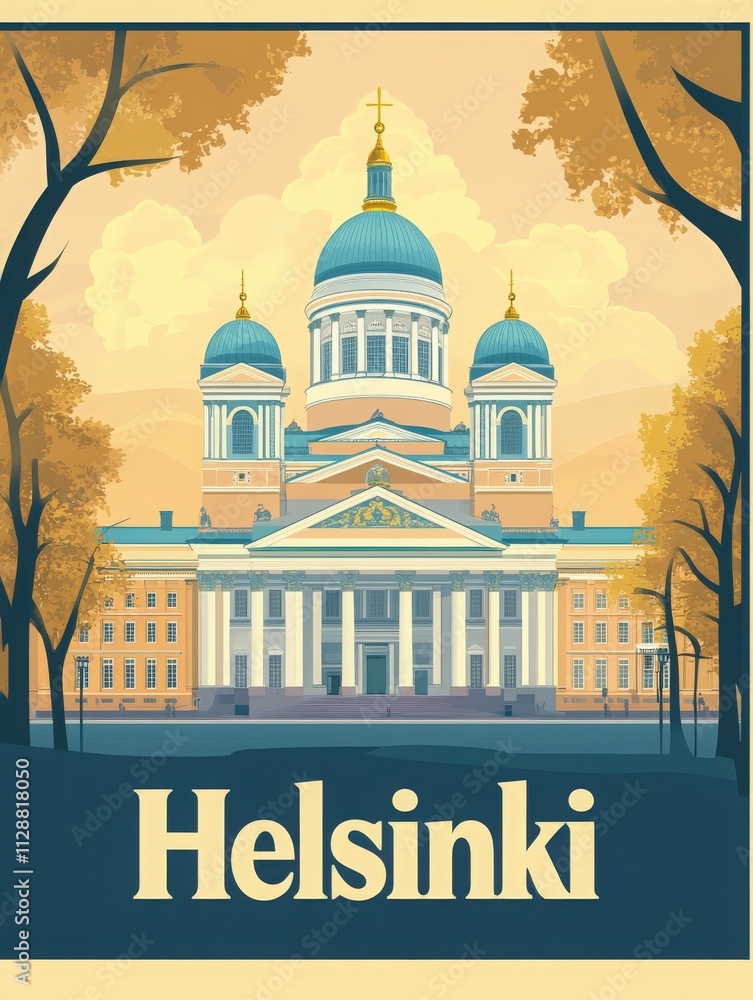 Helsinki Cathedral stands majestically in the foreground, showcasing its unique architectural style.