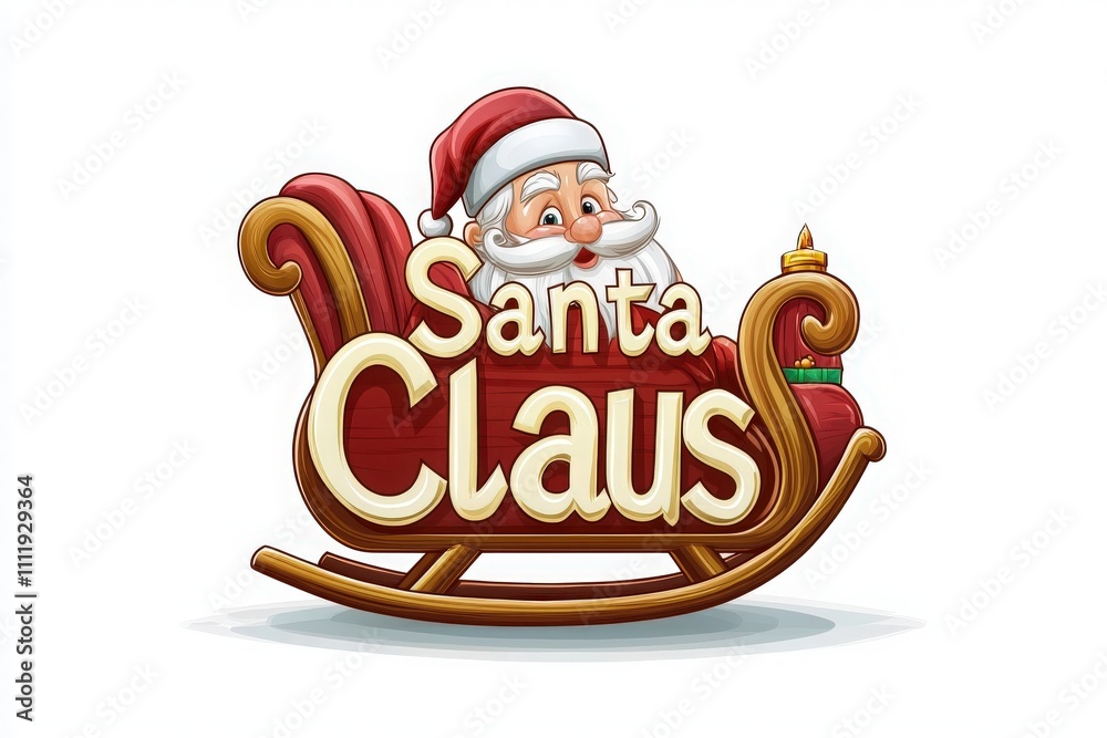 Santa Claus sits in a colorful sleigh, adorned with festive decorations, ready to spread joy and deliver gifts during the holiday season. His cheerful expression reflects the spirit of Christmas.
