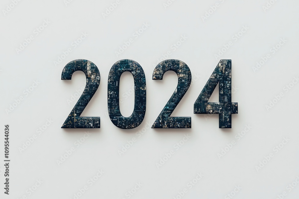 The bold numbers representing 2024 stand prominently against a neutral backdrop, symbolizing a new year filled with possibilities and opportunities for growth and change.