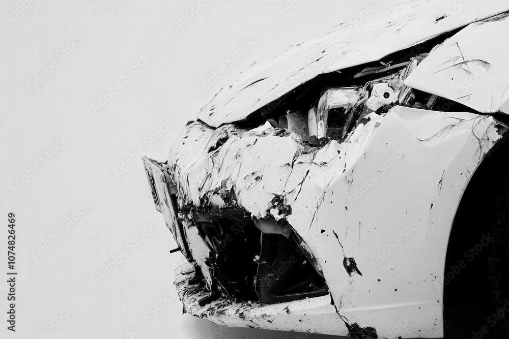 The car bumper displays a deep dent, showing signs of impact, while situated on a plain backdrop that emphasizes the damage. The condition highlights the need for repair.