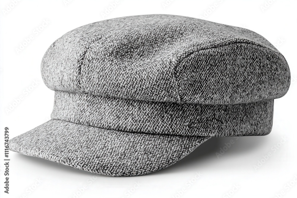 This gray wool cap features a structured design ideal for adding a touch of sophistication to any fall or winter wardrobe, offering warmth and style for outdoor activities.