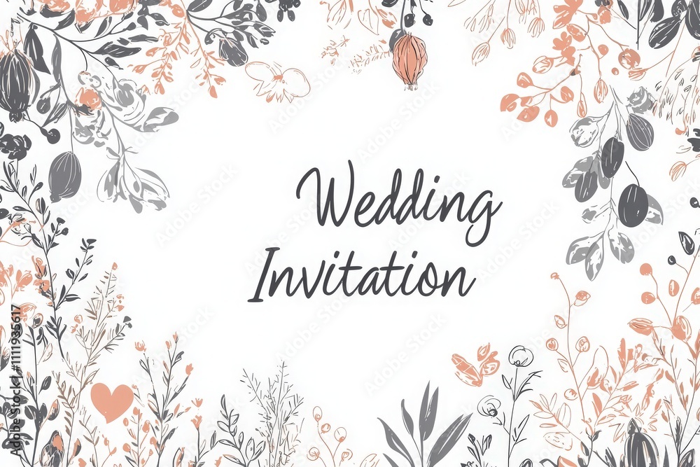 This wedding invitation showcases a vintage floral design with delicate botanical illustrations surrounding elegant script. It is perfect for a romantic and timeless wedding theme.