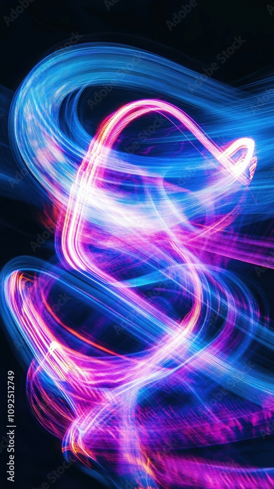 Vibrant light trails intertwine to create a stunning abstract design.