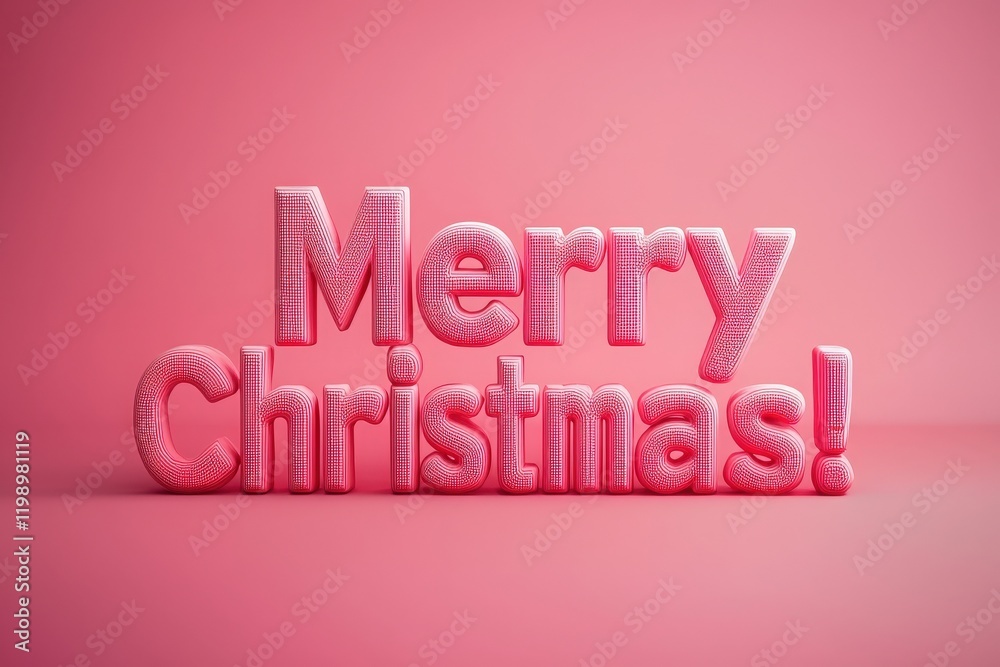 A cheerful Merry Christmas message is prominently featured in bold pink letters on a soft pink background, creating a festive and warm atmosphere for the holiday season.