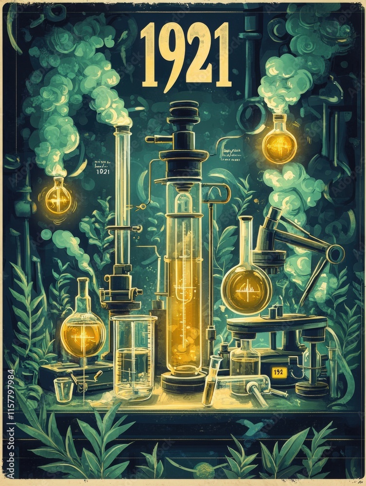 A detailed laboratory filled with various scientific instruments from 1921.