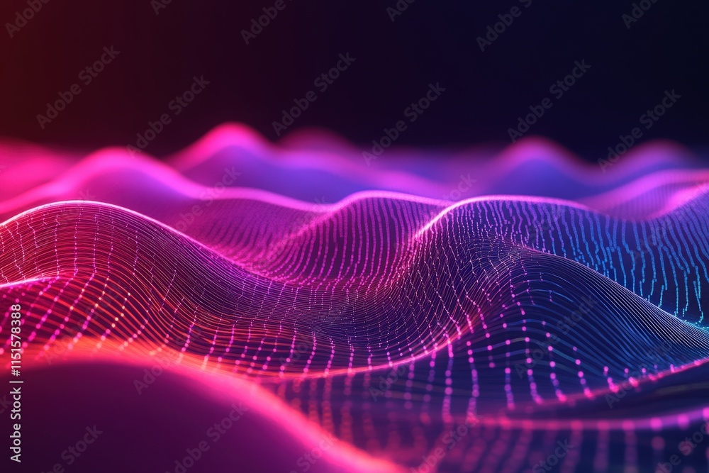 A mesmerizing visualization of colorful waves undulating in a digital space.