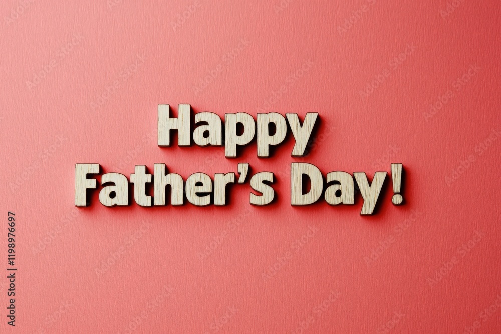 A warm greeting wishing happy fathers day is presented in a playful font against a bright red background, creating a joyful atmosphere for the special occasion.