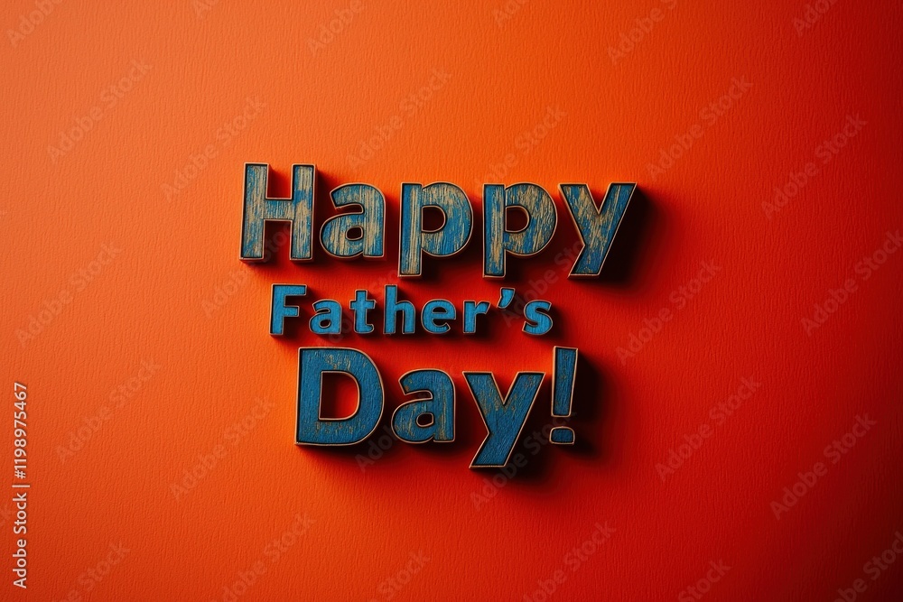Bright orange background showcases a joyful Fathers Day greeting with playful typography. Perfect for family gatherings and celebrations honoring father figures with love and appreciation.