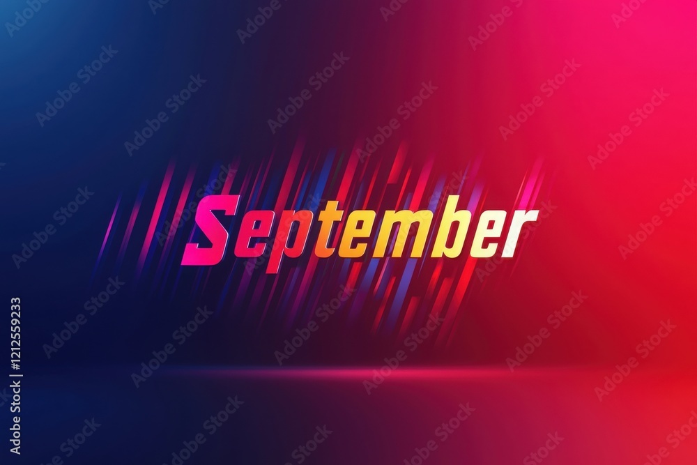 Brightly colored text spelling September stands out against a gradient background. The dynamic visual design conveys a sense of energy for a seasonal theme or marketing campaign.