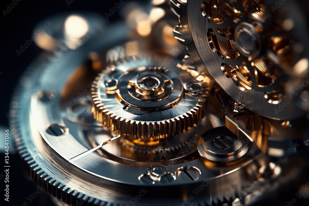 Close-up view of a mechanical watch movement revealing the complex arrangement of gears and cogs.