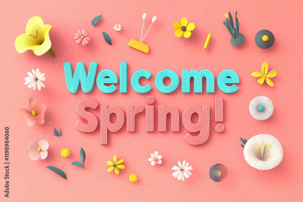 Decorated with vibrant flowers and playful lettering, this cheerful display heralds the arrival of springtime. The cheerful colors and inviting design create a joyful atmosphere for the season.