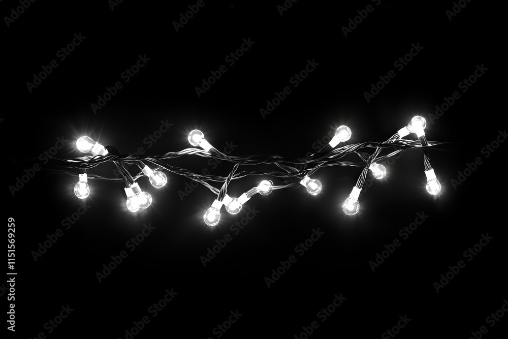 Delicate string lights illuminate with a warm glow, creating an inviting atmosphere suitable for evening gatherings or celebrations. The dark background enhances their brilliance.