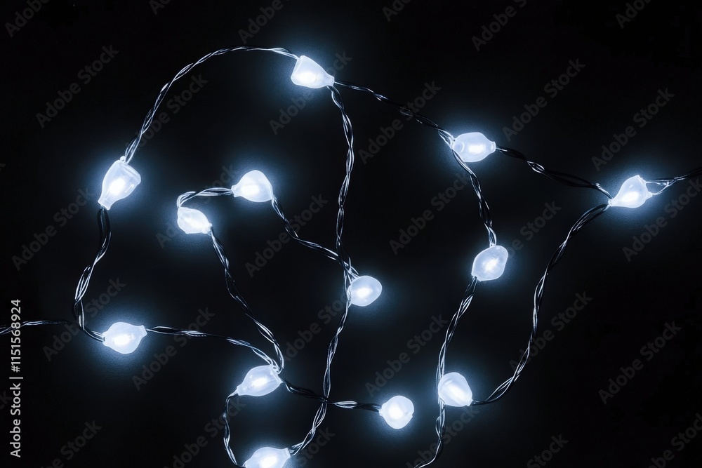 Soft white fairy lights are artistically arranged against a dark backdrop, creating a calming and enchanting ambiance perfect for celebrations or cozy settings.