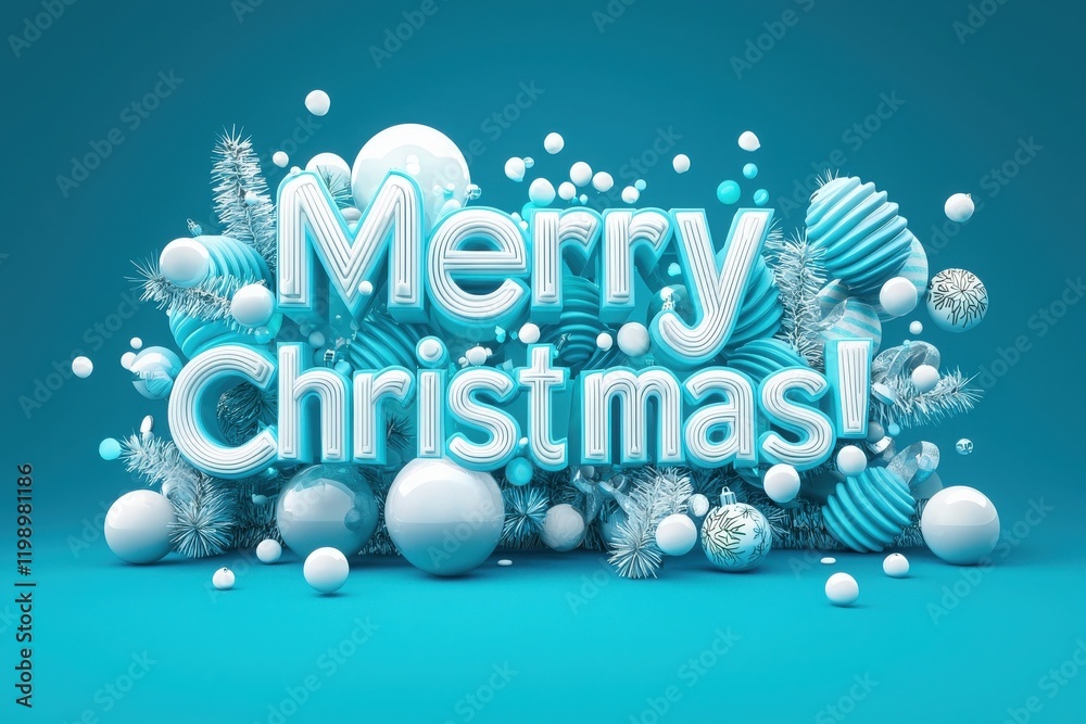 Vibrant display showcases the message of joy with bright text and various ornaments. The combination of colors and shapes creates a festive atmosphere, perfect for Christmas celebrations.