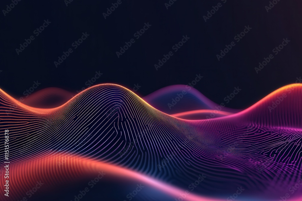 Vibrant, flowing waves of color undulate smoothly against a dark background, creating a captivating abstract effect that showcases a blend of hues and intricate patterns.