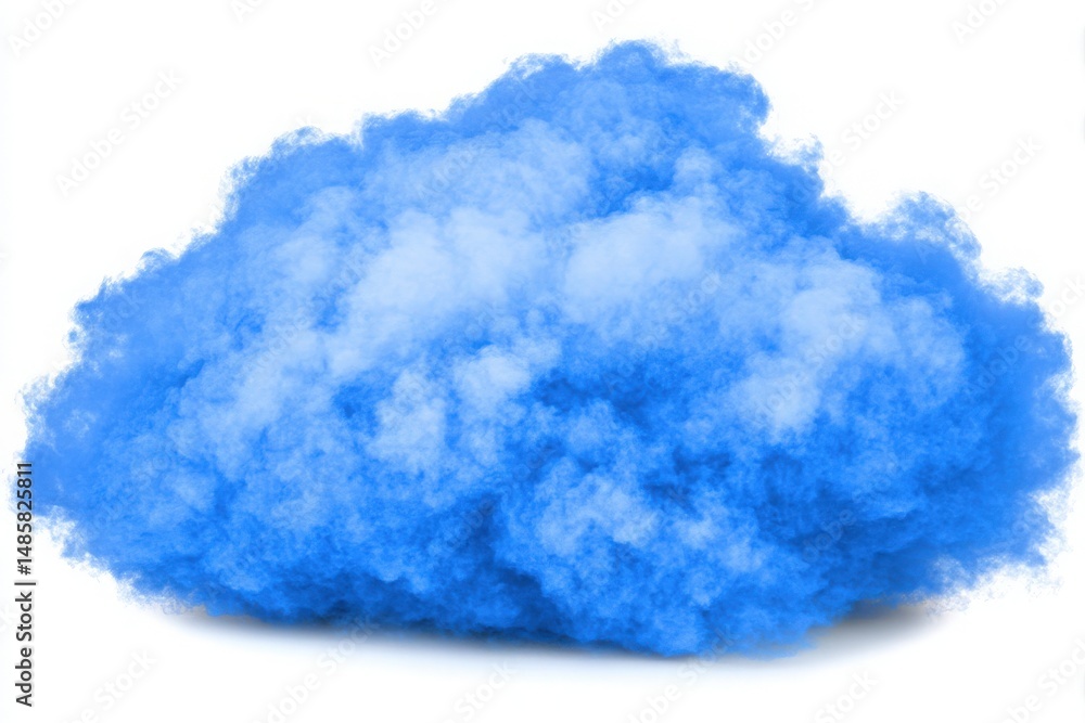 A fluffy blue cloud drifts peacefully in a bright sky, creating a calming presence with its soft texture and soothing color, adding charm to the daytime scenery.