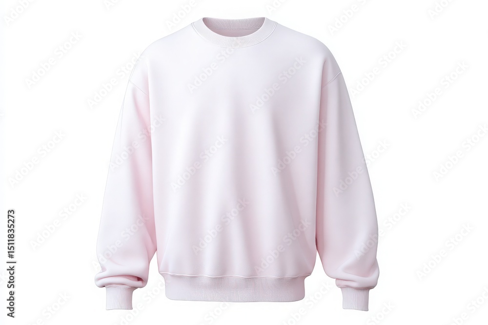 A soft pink sweatshirt is center stage, designed with a relaxed fit and long sleeves. Perfect for cozy casual attire, it is displayed against a plain background highlighting its simplicity.