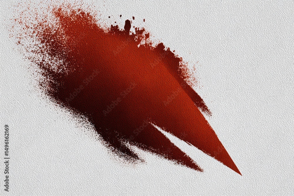 A vibrant splash of red paint contrasts against a light textured background. The design features softer edges merging into splatter patterns, creating an energetic and dynamic visual effect.