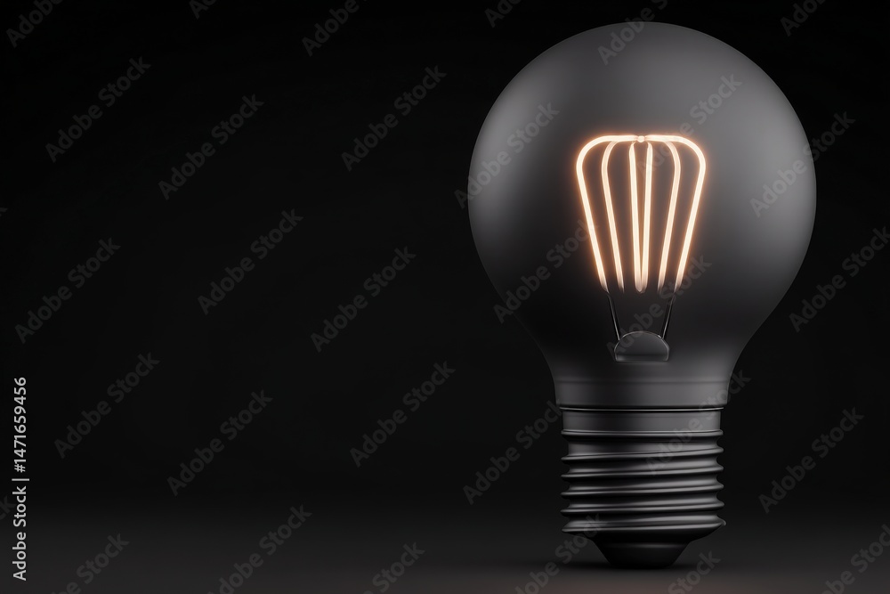 A vintage-style light bulb featuring an elegant filament illuminates against a solid dark background. The contrast emphasizes the bulbs unique design and warmth, showcasing modern decor elements.