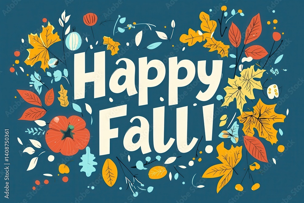 Bright autumn leaves in vibrant colors, accompanied by pumpkins, create a cheerful atmosphere that welcomes the fall season.