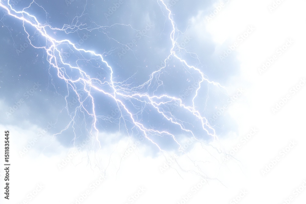 Bright bolts of lightning cut through a darkened sky, showcasing the power of a thunderstorm. The clouds appear heavy and stormy, setting a dramatic atmosphere during this electrifying event.