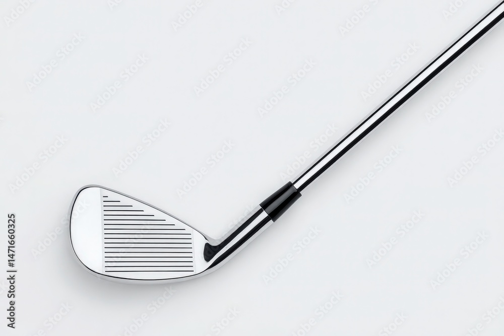 Close-up view of a golf club featuring a polished chrome surface and detailed grooves on the clubface, emphasizing its craftsmanship and suitability for gameplay during a clear day on the course.