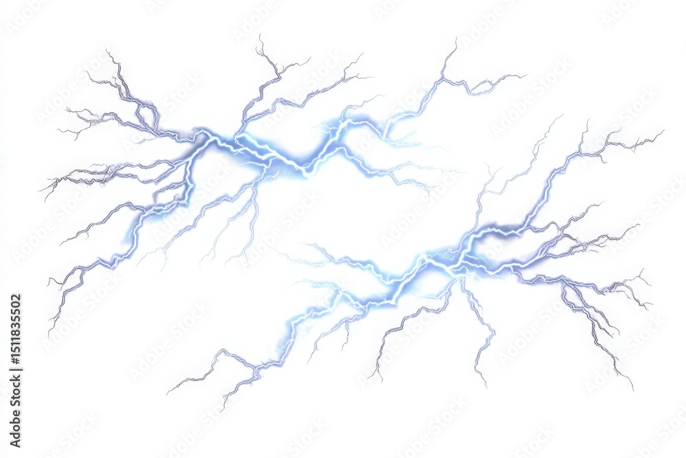 Electric lightning bolts branch out in a vibrant display against a neutral background. The energetic patterns create an impactful visual effect, illustrating the raw power of electricity in motion.