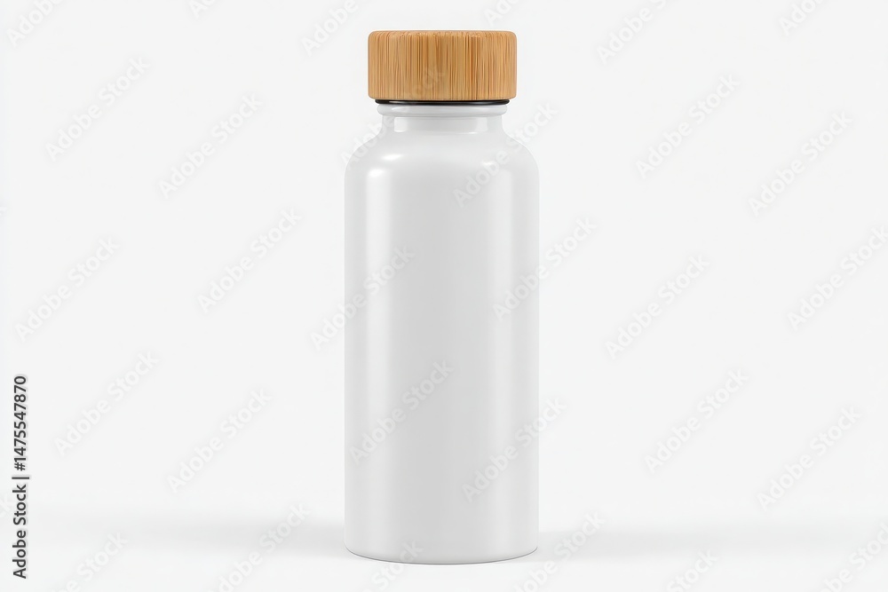 Featuring a sleek white exterior and a natural bamboo lid, this water bottle is perfect for enjoying beverages on the go. Ideal for eco-conscious individuals seeking style and functionality.