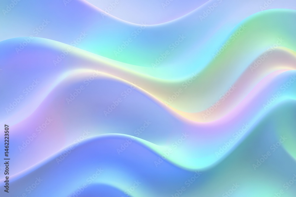 Gentle, flowing waves in soft pastel colors blend harmoniously, creating an abstract background.