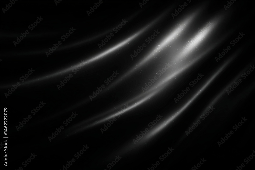 Soft, flowing light streaks ripple across a dark background, exhibiting a sense of movement and elegance. The interplay of light and shadow creates a striking visual effect.