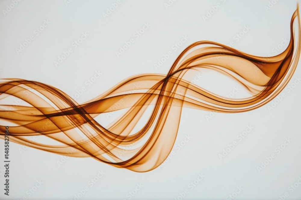 Soft, flowing lines in shades of brown create an elegant wave pattern on a light background. The design evokes a sense of movement and harmony, suitable for modern decor.