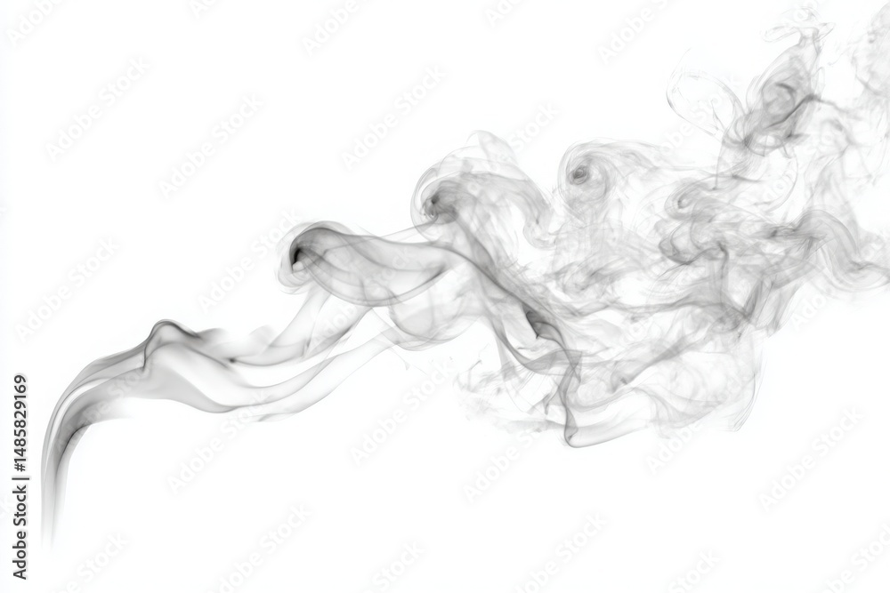 Soft tendrils of smoke dance gracefully in the air, creating fluid shapes. The monochromatic tones enhance the ethereal quality, showcasing the beauty of movement and form.