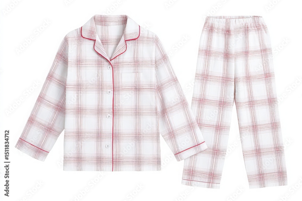 This plaid pajama set includes a button-up long sleeve top and matching pants. The soft fabric is perfect for lounging at home or getting a good nights sleep. Ideal for colder weather.