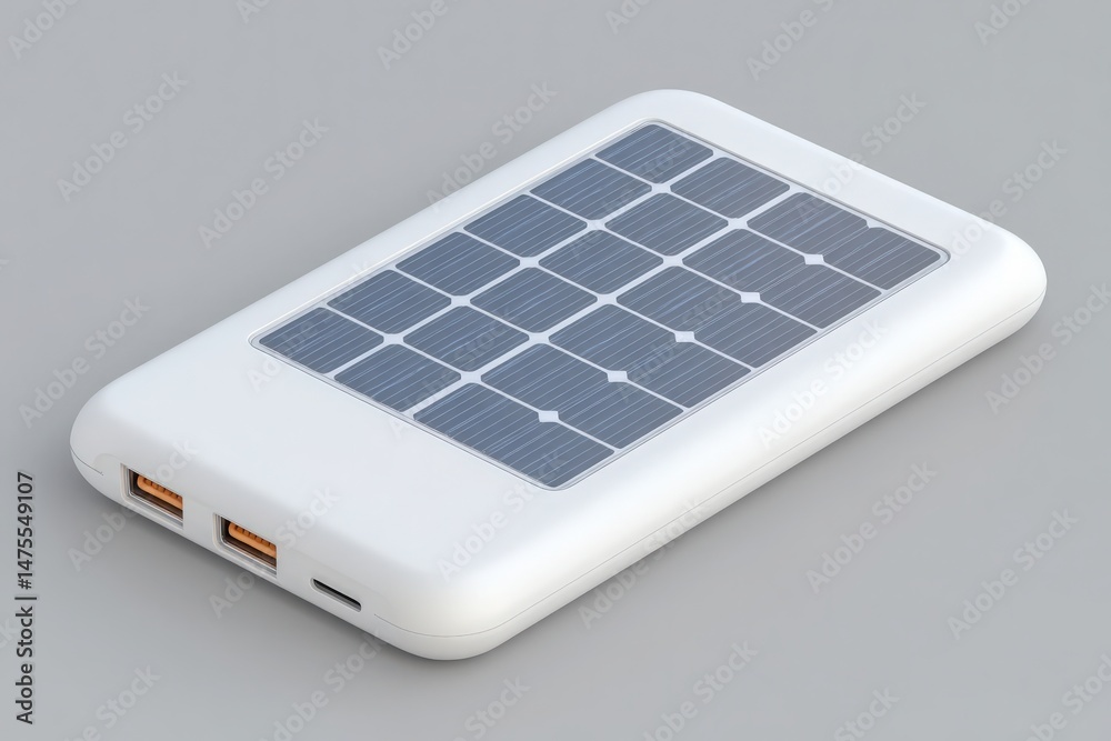 This portable charger features solar panels on its surface, allowing for sustainable energy charging. Ideal for outdoor adventures or emergencies, it provides convenient power access anywhere.