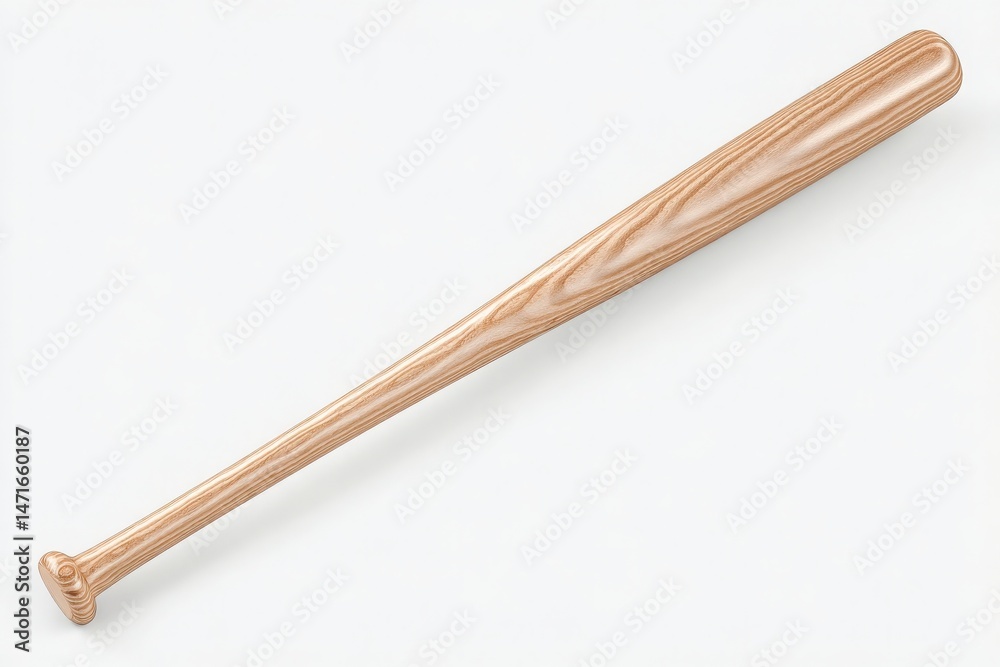 This wooden baseball bat features a smooth finish and a classic design. It is suitable for use in practice sessions or recreational games, showcasing its versatility in sports environments.