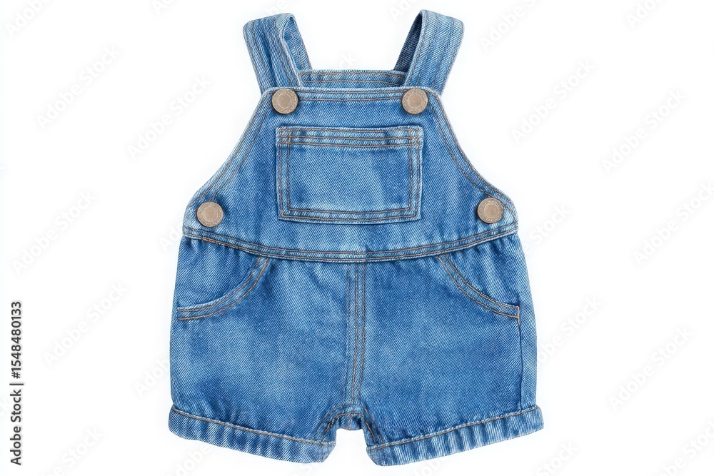 These blue denim overalls feature a classic design with two front pockets and button fastenings.