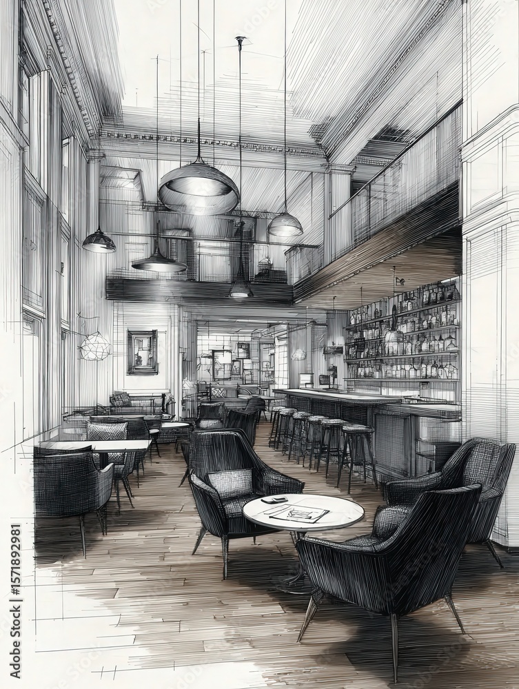 Stylish lounge bar features a spacious layout with plush seating, warm lighting, and a well-stocked bar.