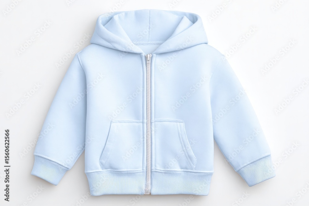 This cozy zip-up hoodie in soft blue features a comfortable fit and practical front pockets. Ideal for cool weather, its perfect for everyday wear and outdoor activities for kids.